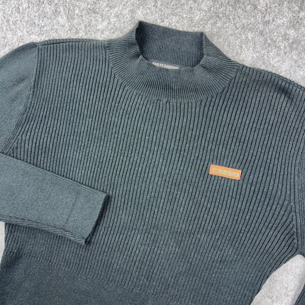 VTG Harley Davidson Sweater Womens XL Black Mock Neck Ribbed Knit Biker 90s Y2K